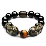 Natural Gold Obsidian Double Pixiu Bracelet Wealth Attraction Bracelet (5)