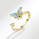 Adjustable Anxiety Relief Ring with Spinning Butterfly (1)