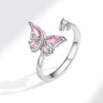 Adjustable Anxiety Relief Ring with Spinning Butterfly (1)