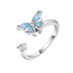 Adjustable Anxiety Relief Ring with Spinning Butterfly (1)