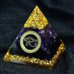 Amethyst Obsidian Orgone Pyramid with Eye of Horus Symbol (1)