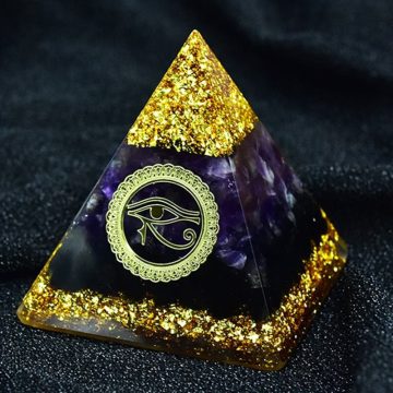 Amethyst Obsidian Orgone Pyramid with Eye of Horus Symbol 1