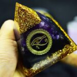 Amethyst Obsidian Orgone Pyramid with Eye of Horus Symbol (1)