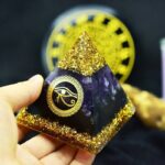 Amethyst Obsidian Orgone Pyramid with Eye of Horus Symbol (1)