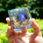 Blue Chalcedony Orgone Pyramid with Lapis Lazuli Healing Crystal Sphere (5)