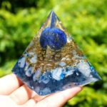 Blue Chalcedony Orgone Pyramid with Lapis Lazuli Healing Crystal Sphere (5)