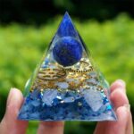 Blue Chalcedony Orgone Pyramid with Lapis Lazuli Healing Crystal Sphere (5)