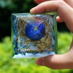 Blue Chalcedony Orgone Pyramid with Lapis Lazuli Healing Crystal Sphere (5)