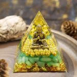 Green Aventurine Orgone Pyramid with Buddha for Meditation & Anxiety Relief (1)