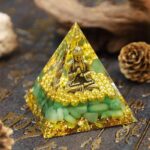 Green Aventurine Orgone Pyramid with Buddha for Meditation & Anxiety Relief (1)