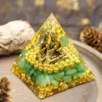 Green Aventurine Orgone Pyramid with Buddha for Meditation & Anxiety Relief (1)