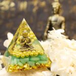 Green Aventurine Orgone Pyramid with Buddha for Meditation & Anxiety Relief (1)