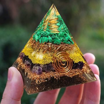 Malachite Citrine Amethyst Orgone Pyramid Healing Crystal Pyramid 1