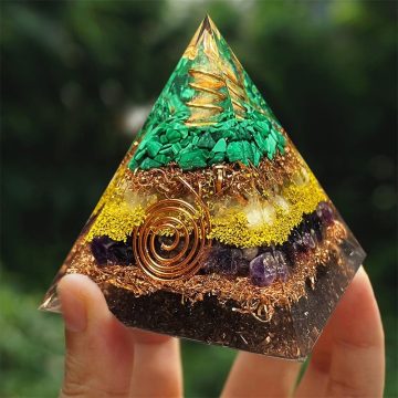 Malachite Citrine Amethyst Orgone Pyramid Healing Crystal Pyramid 4