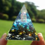 Obsidian Orgone Pyramid with Amethyst Pillar (3)