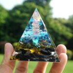 Obsidian Orgone Pyramid with Amethyst Pillar (3)