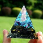 Obsidian Orgone Pyramid with Amethyst Pillar (3)