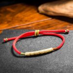 Buddhist Lucky Red String Bracelet with Gold Beads (1)