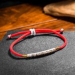 Buddhist Lucky Red String Bracelet with Gold Beads (1)