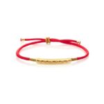 Buddhist Lucky Red String Bracelet with Gold Beads (1)