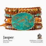 Blue Earth Jasper Stone Multi Layered Wrap Bracelet (3)