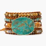 Blue Earth Jasper Stone Multi Layered Wrap Bracelet (3)