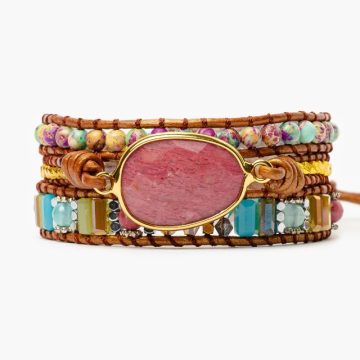 Multi Layer Healing Rhodochrosite Wrap Bracelet