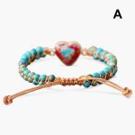 Turquoise Beaded Friendship Bracelet With Passion Heart (551)